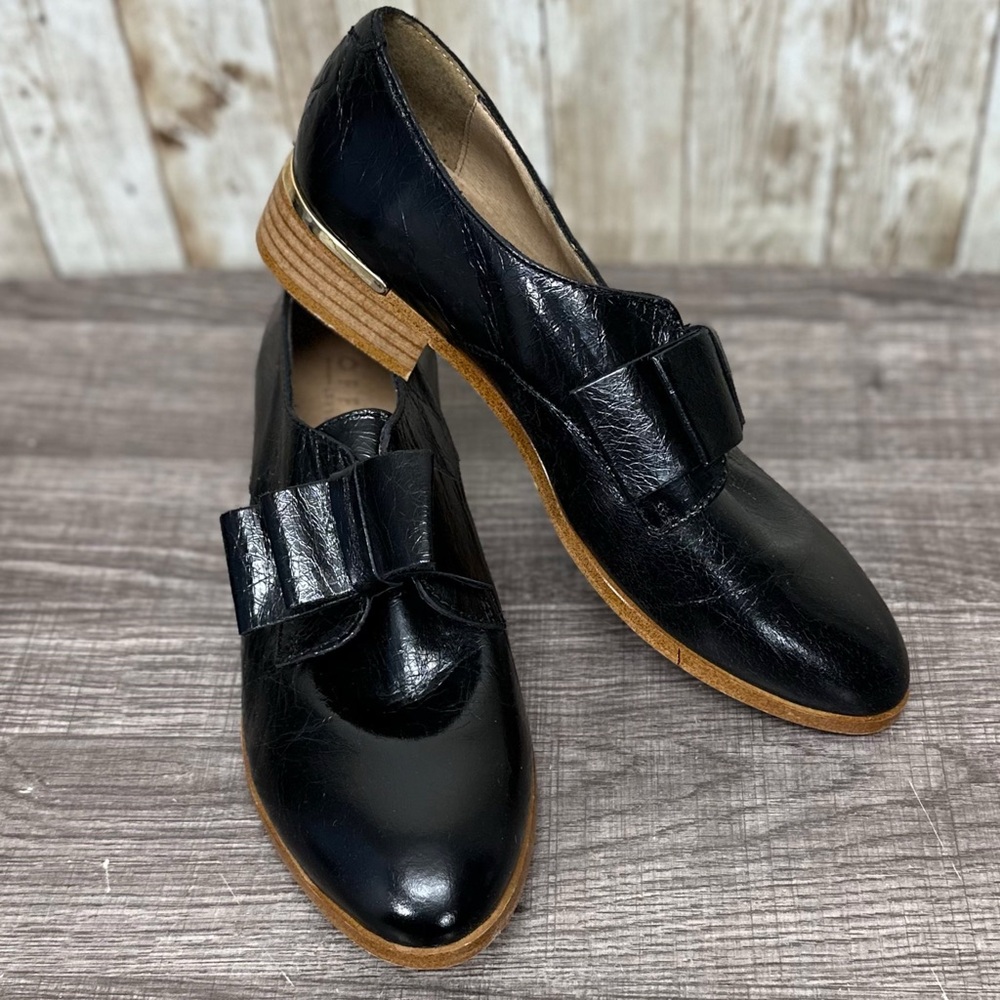 Office London Black Bow Leather Loafers [S7422]